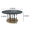 Neci 31 Inch Coffee Table Round Matte Black Tray Top Modern Rod Supports with Brass Base By The Urban Port UPT-298834