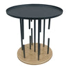 Neci 20 Inch Side End Table Round Matte Black Tray Top Modern Rod Supports with Brass Base By The Urban Port UPT-298835