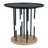 Neci 20 Inch Side End Table Round Matte Black Tray Top Modern Rod Supports with Brass Base By The Urban Port UPT-298835