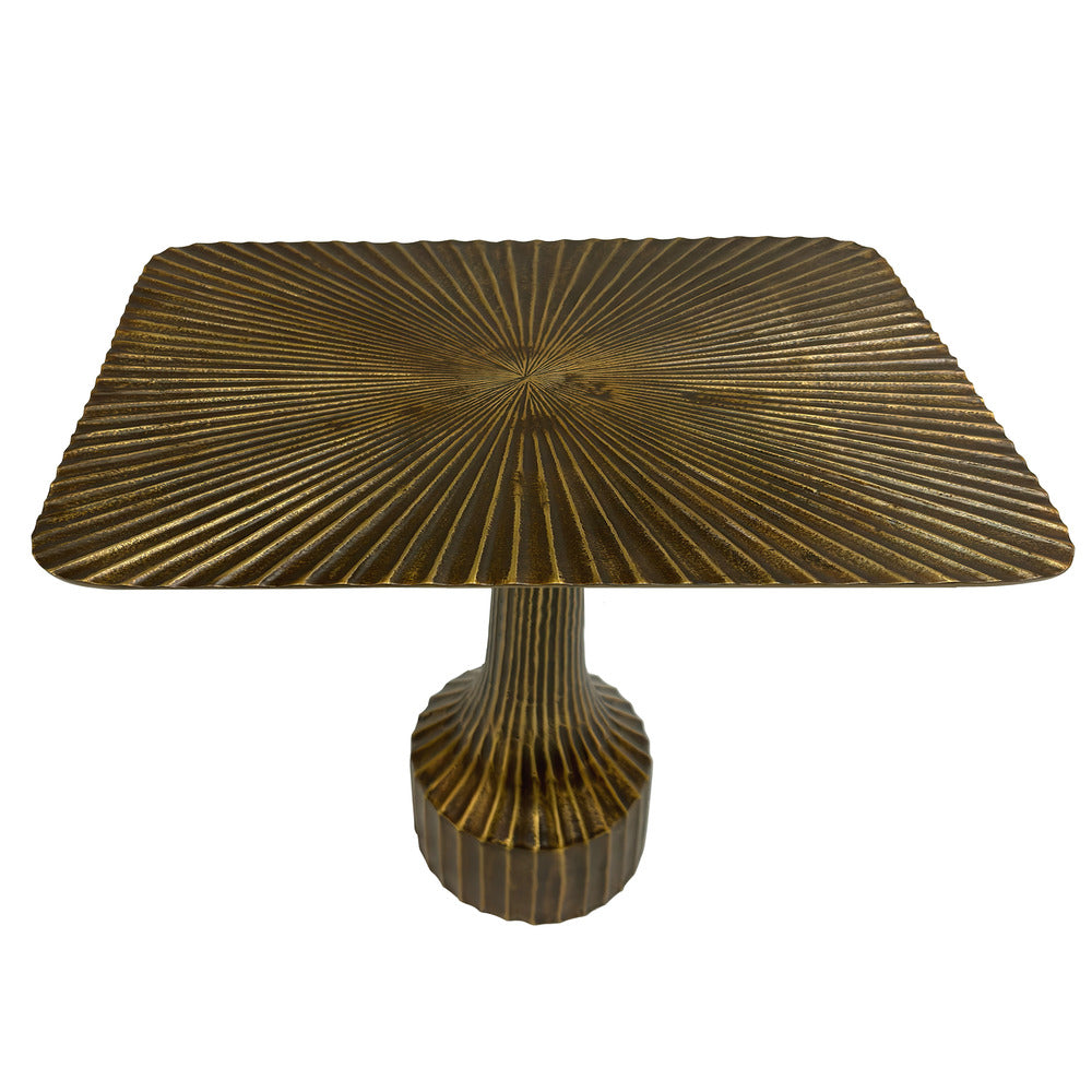 18 Inch Side End Table Decorative Fluted Base Square Top Antique Brass Finish The Urban Port UPT-298836