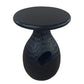 14 Inch Side End Table Artisan Handcrafted Mango Wood Embossed Teardrop Shaped Base Black The Urban Port UPT-299121