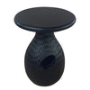 14 Inch Side End Table Artisan Handcrafted Mango Wood Embossed Teardrop Shaped Base Black The Urban Port UPT-299121