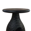 14 Inch Side End Table Artisan Handcrafted Mango Wood Embossed Teardrop Shaped Base Black The Urban Port UPT-299121