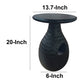 14 Inch Side End Table Artisan Handcrafted Mango Wood Embossed Teardrop Shaped Base Black The Urban Port UPT-299121