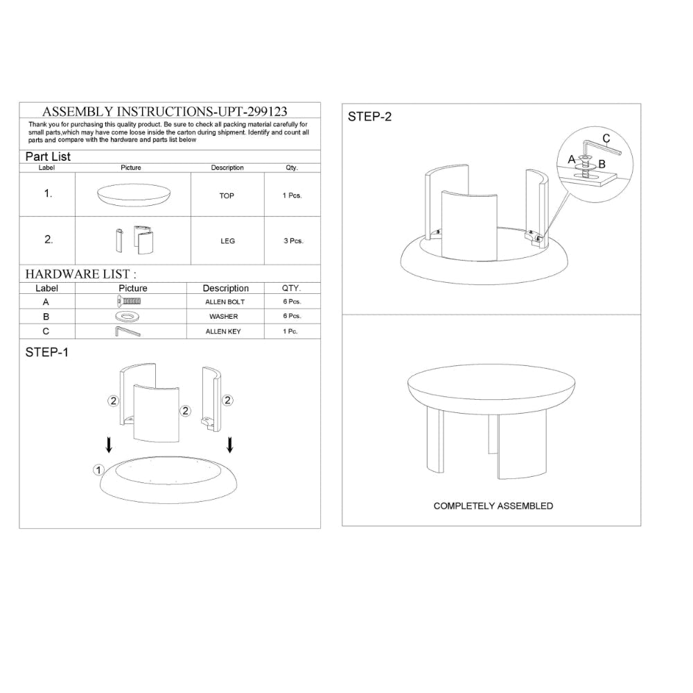 35 Inch Coffee Table Handcrafted Round Mango Wood Top Modern Curved Tripod Legs Walnut Brown The Urban Port UPT-299123