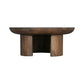 35 Inch Coffee Table Handcrafted Round Mango Wood Top Modern Curved Tripod Legs Walnut Brown The Urban Port UPT-299123