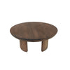 35 Inch Coffee Table Handcrafted Round Mango Wood Top Modern Curved Tripod Legs Walnut Brown The Urban Port UPT-299123