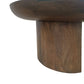 35 Inch Coffee Table Handcrafted Round Mango Wood Top Modern Curved Tripod Legs Walnut Brown The Urban Port UPT-299123