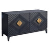 Abiel 55 Inch Sideboard Buffet Console with 2 Door Cabinet Brass Coated Diamond Cut Handles Matte Black Mango Wood The Urban Port UPT-299518