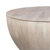 37 Inch Round Coffee Table Handcrafted Drum Shape with Storage Washed White Mango Wood The Urban Port UPT-299715