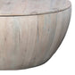 37 Inch Round Coffee Table Handcrafted Drum Shape with Storage Washed White Mango Wood The Urban Port UPT-299715