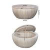 37 Inch Round Coffee Table Handcrafted Drum Shape with Storage Washed White Mango Wood The Urban Port UPT-299715