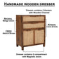 Mia 35 Inch Tall Dresser Chest Woven Rattan Cabinet Doors and Drawer Fronts Handcrafted Natural Mango Wood The Urban Port UPT-301716