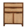 Mia 35 Inch Tall Dresser Chest Woven Rattan Cabinet Doors and Drawer Fronts Handcrafted Natural Mango Wood The Urban Port UPT-301716