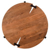 31 Inch Coffee Table Handcrafted Live Edge Mango Wood Round Top with Cracks and Stitches Black Iron Legs By The Urban Port UPT-301720