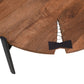 31 Inch Coffee Table Handcrafted Live Edge Mango Wood Round Top with Cracks and Stitches Black Iron Legs By The Urban Port UPT-301720