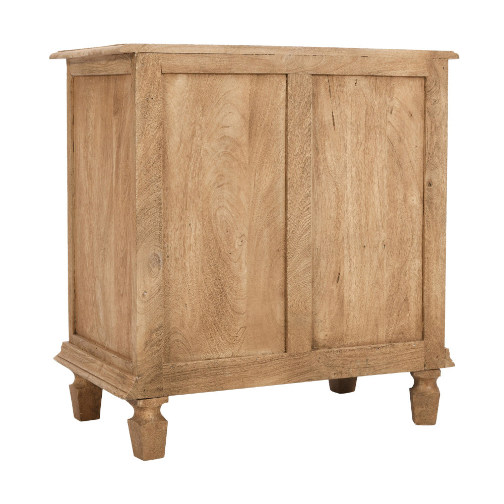 30 Inch Nightstand Table Rattan Cabinet Doors and Drawer Fronts Sandblasted Brown Mango Wood By The Urban Port UPT-301721