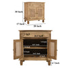 30 Inch Nightstand Table Rattan Cabinet Doors and Drawer Fronts Sandblasted Brown Mango Wood By The Urban Port UPT-301721