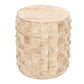 20 Inch Side End Table Round Drum Shape with 3D Textured Design Distressed White Finish By The Urban Port UPT-301722