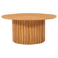 Sejo Coffee Table 34 Inch Round Top with Fluted Base in Natural Brown Mango Wood By The Urban Port UPT-301724