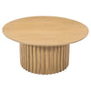 Sejo Coffee Table 34 Inch Round Top with Fluted Base in Natural Brown Mango Wood By The Urban Port UPT-301724