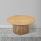 Sejo Coffee Table 34 Inch Round Top with Fluted Base in Natural Brown Mango Wood By The Urban Port UPT-301724