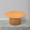 Sejo Coffee Table 34 Inch Round Top with Fluted Base in Natural Brown Mango Wood By The Urban Port UPT-301724