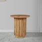 Muna Side End Table 16’ Round Top Handcrafted Mango Wood Reeded Base Natural Brown By The Urban Port UPT-301725