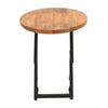 23 Inch Side End Table Natural Brown Round Wood Top Modern Black Angled Iron Legs By The Urban Port UPT-301727