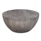 36 Inch Round Coffee Table Handcrafted Drum Shape Mango Wood with Olive Gray Finish The Urban Port UPT-302027