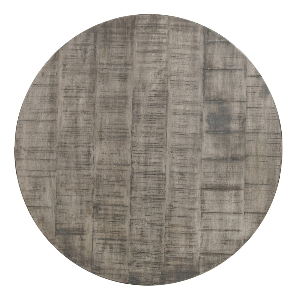 36 Inch Round Coffee Table Handcrafted Drum Shape Mango Wood with Olive Gray Finish The Urban Port UPT-302027