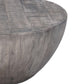 36 Inch Round Coffee Table Handcrafted Drum Shape Mango Wood with Olive Gray Finish The Urban Port UPT-302027