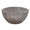 36 Inch Round Coffee Table Handcrafted Drum Shape Mango Wood with Olive Gray Finish The Urban Port UPT-302027