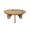 36 Inch Round Coffee Table Handcrafted Grooved Edge Top Natural Brown Mango Wood The Urban Port UPT-302030