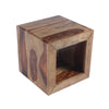 16 Inch Cube Shape End Side Table Rosewood Frame Open Shelf Natural Brown By The Urban Port UPT-30350