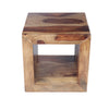 16 Inch Cube Shape End Side Table Rosewood Frame Open Shelf Natural Brown By The Urban Port UPT-30350