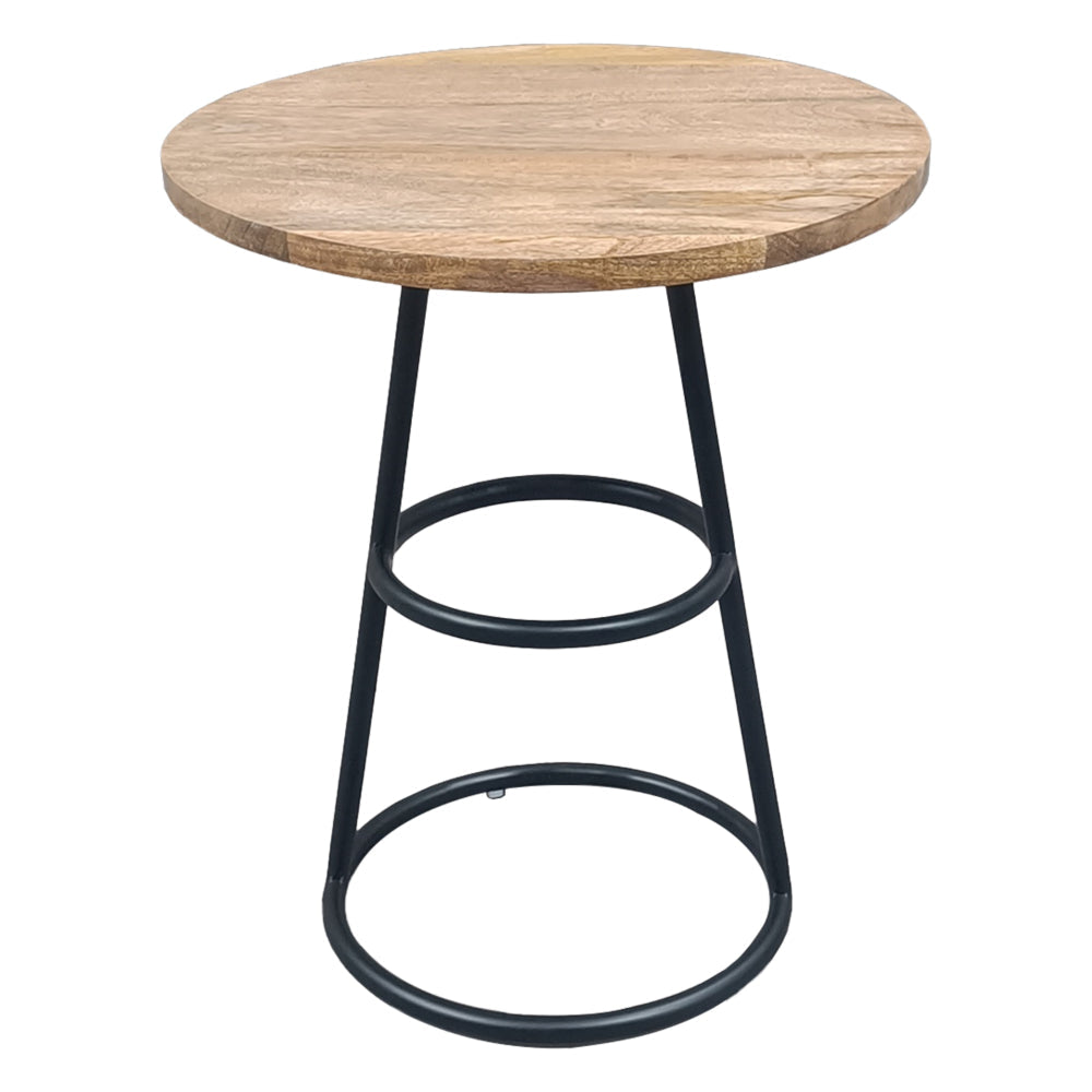 Amelia 20-Inch Side Table - Natural Brown Mango Wood Top Black Iron Base By The Urban Port UPT-310003