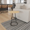 Amelia 20-Inch Side Table - Natural Brown Mango Wood Top Black Iron Base By The Urban Port UPT-310003