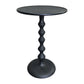 Shae 22 Inch Round Side End Table Matte Black Aluminum Cast with Hammered Texture Turned Padestal Post By The Urban Port UPT-310005