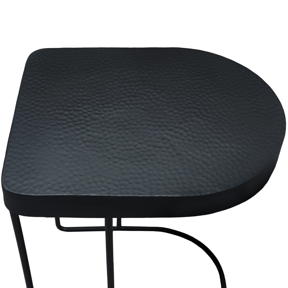 Sleek 25 Inch Modern Side End Table - Semi-Oblong with Open Frame And Hammered Black Finish By The Urban Port UPT-310008