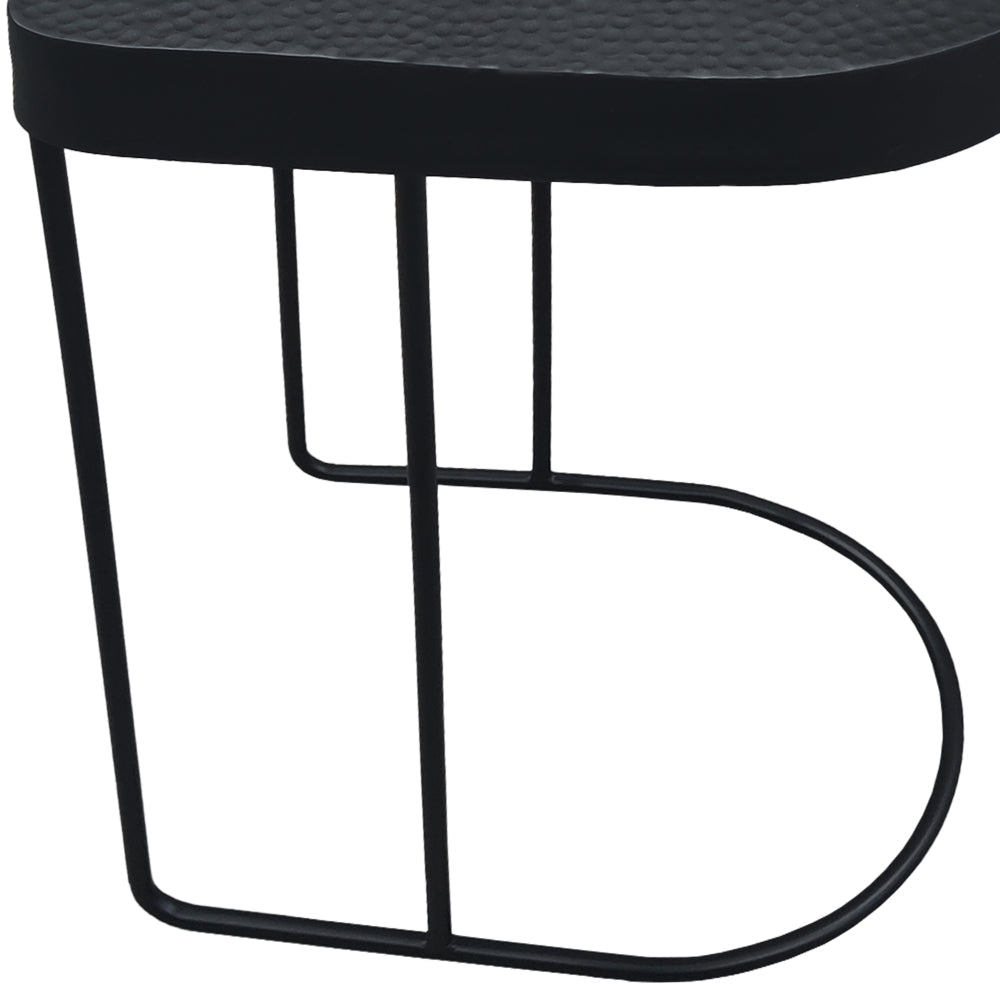 Sleek 25 Inch Modern Side End Table - Semi-Oblong with Open Frame And Hammered Black Finish By The Urban Port UPT-310008