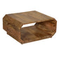 30 Inch Coffee Table Handcrafted Hollow Cube Shape Natural Brown Mango Wood By The Urban Port UPT-310271