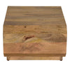 30 Inch Coffee Table Handcrafted Hollow Cube Shape Natural Brown Mango Wood By The Urban Port UPT-310271