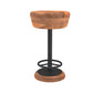 Rustic Charm Swivel Counter Bar Stool 24 Inch Handcrafted Brown Mango Wood Round Seat Black Iron Base with Footrest By The Urban Port