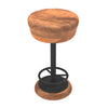 Rustic Charm Swivel Counter Bar Stool 24 Inch Handcrafted Brown Mango Wood Round Seat Black Iron Base with Footrest By The Urban Port