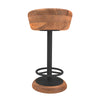 Rustic Charm Swivel Counter Bar Stool 24 Inch Handcrafted Brown Mango Wood Round Seat Black Iron Base with Footrest By The Urban Port