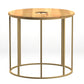 19 Inch Side End Table O Round Shape Natural Mango Wood Top Brass Powder Coated Open Frame By The Urban Port UPT-310986