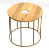 19 Inch Side End Table O Round Shape Natural Mango Wood Top Brass Powder Coated Open Frame By The Urban Port UPT-310986