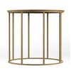 19 Inch Side End Table O Round Shape Natural Mango Wood Top Brass Powder Coated Open Frame By The Urban Port UPT-310986