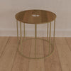 19 Inch Side End Table O Round Shape Natural Mango Wood Top Brass Powder Coated Open Frame By The Urban Port UPT-310986